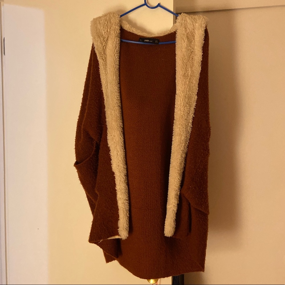 zara sherpa knit thick cardigan